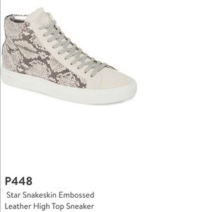 P448 Star Snakeskin Embossed Leather Sneakers, size 7.5-8
